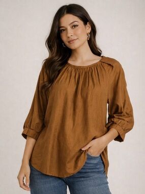 ✨Bohme Women's Caramel Brown Blouse Size M